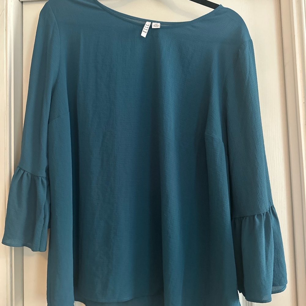 Elle Teal Bell Sleeve Blouse